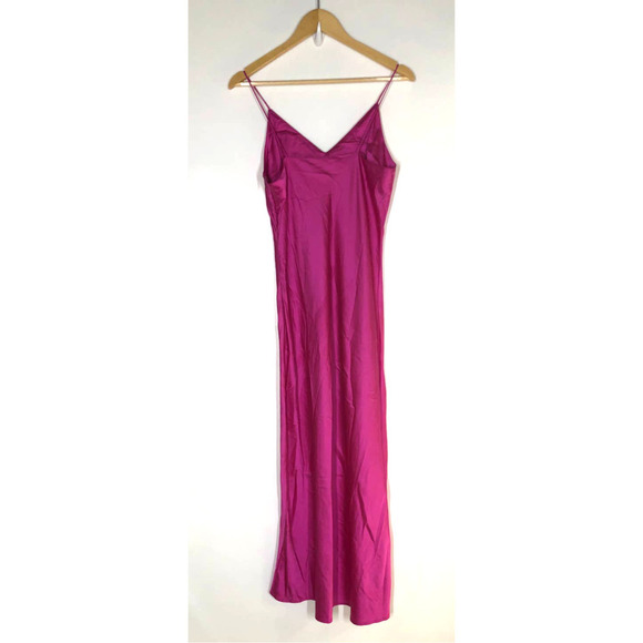 O.P.T Dona Dress Slip Slinky V Neck Satin Pink M - Picture 6 of 11